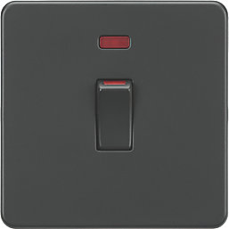 Knightsbridge  45A 1-Gang DP Control Switch Anthracite with LED