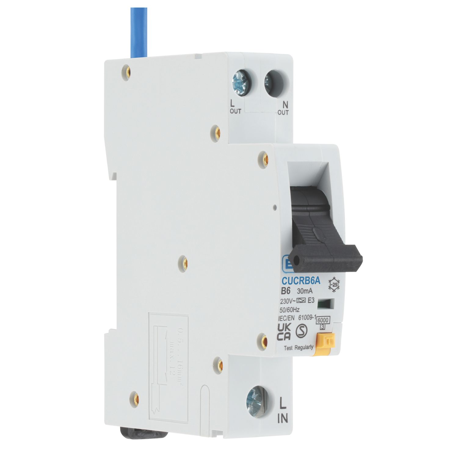 British General Fortress 6A 30mA Type A SP & N B Curve Compact RCBO (374VF)