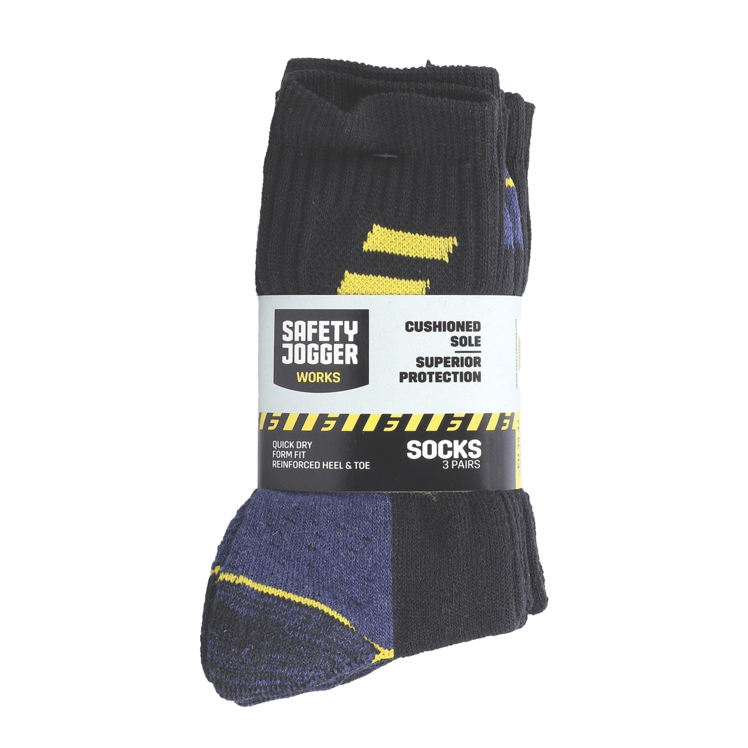 Safety Jogger Work Socks Black 9-11 3 Pairs (374XC)