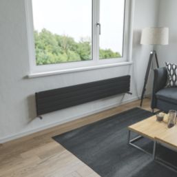 Ximax Oceanus Duplex 295mm x 1800mm 3314BTU Black Horizontal Designer Radiator