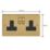 Varilight  13A 2-Gang 2-Pole Switched Socket Polished Brass  with Black Inserts