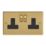 Varilight  13A 2-Gang 2-Pole Switched Socket Polished Brass  with Black Inserts