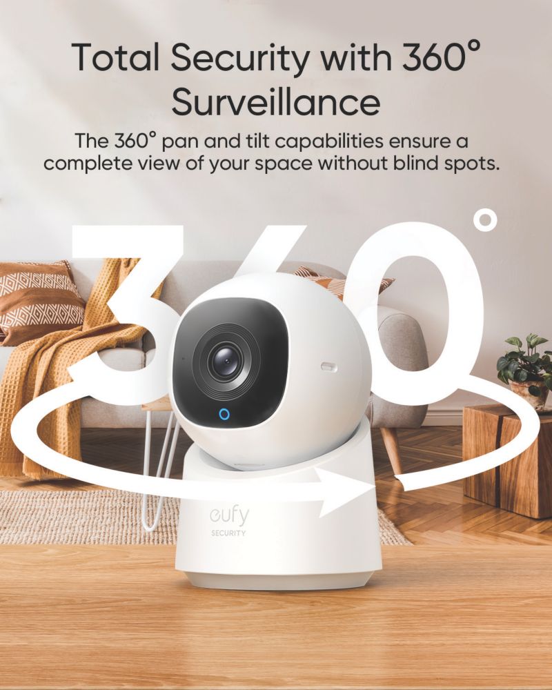 Eufy C220 Mains-Powered White Wired 2K Indoor Round Security