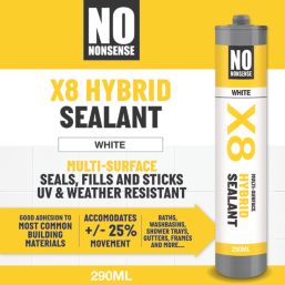 No Nonsense X8 Hybrid Sealant & Adhesive White 290ml