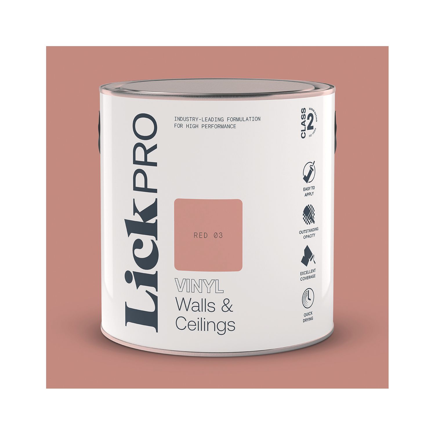 LickPro 2.5Ltr Red 03 Vinyl Matt Emulsion Paint (375TM)
