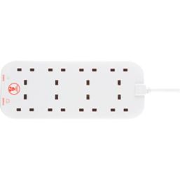 Masterplug 13A 8-Gang Unswitched Surge-Protected Extension Lead White 2m