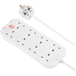 8 Gang Surge Protected 2 Metre Extension Lead with 2 x USB Ports