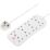 Masterplug 13A 8-Gang Unswitched Surge-Protected Extension Lead White 2m