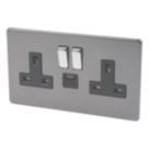 Varilight  13A 2-Gang 1P+N Switched Socket + 4A 20W 2-Outlet Type A & C USB Charger Slate Grey with Black Inserts