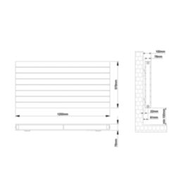 Flomasta  578mm x 1200mm 4422BTU White Horizontal Designer Radiator