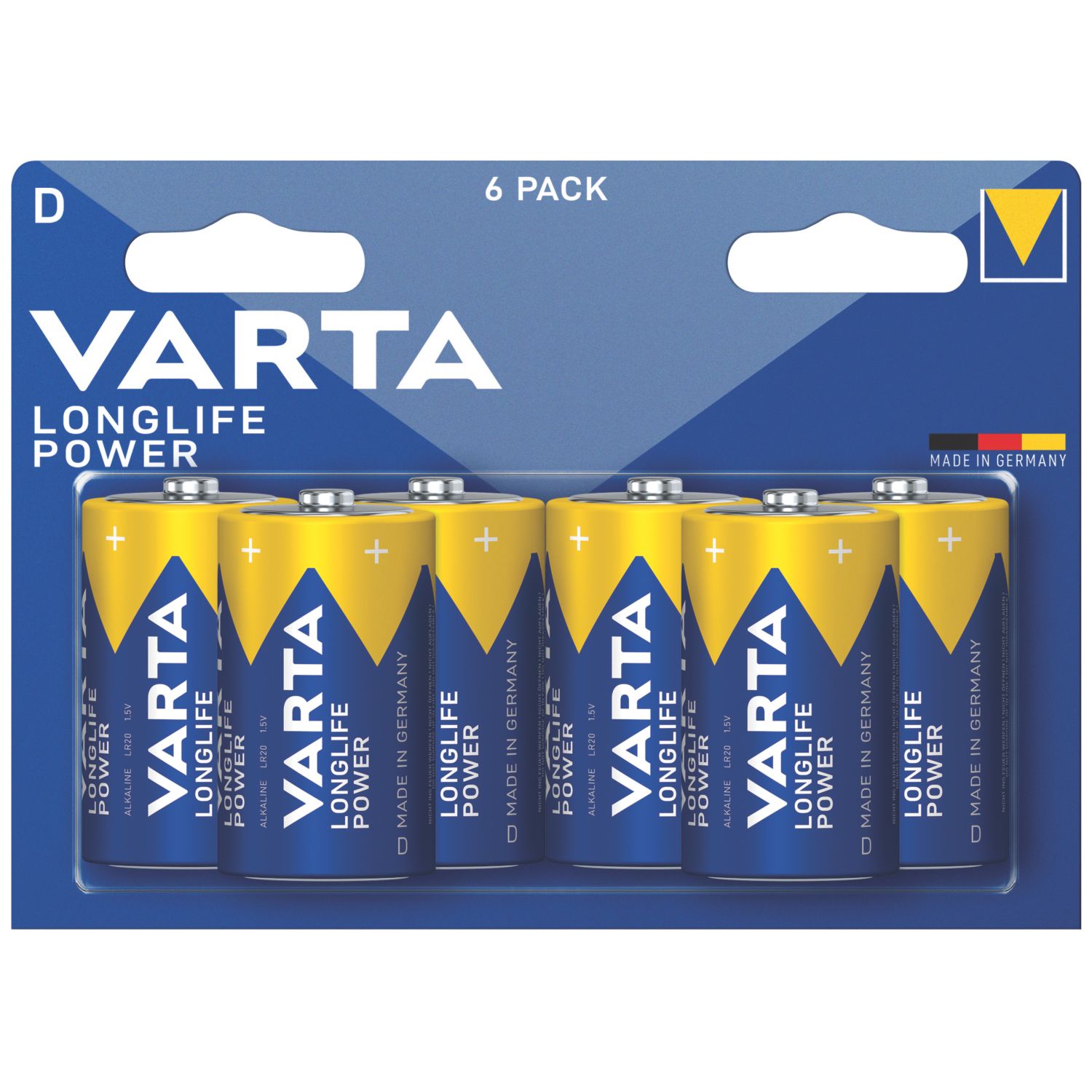 Varta Longlife Power D 1.5V Alkaline High Energy Batteries 6 Pack (3762K)