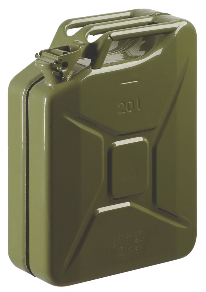 Steel Jerry Can Olive Green 20Ltr Screwfix