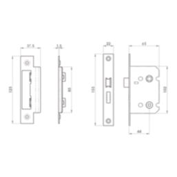 Smith & Locke  Antique Brass Bathroom Mortice Latch 64mm Case - 44mm Backset
