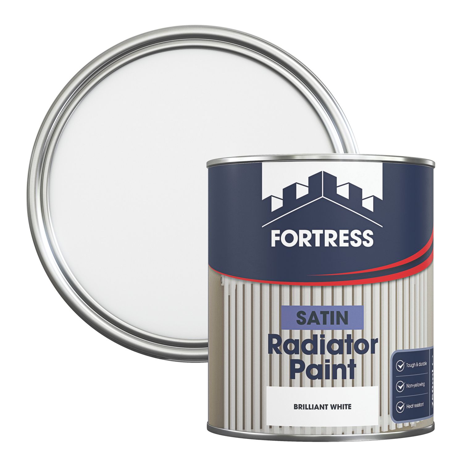 Fortress 750ml White Satin Heat Resistant Radiator Paint (376JM)