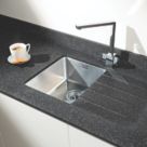 Metis  Black Kitchen Worktop with 1 Bowl Stainless Steel Sink 3050mm x 620mm x 15mm