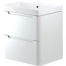 Wall-Hung Vanity Unit & Basin Gloss White 605mm x 460mm x 662mm