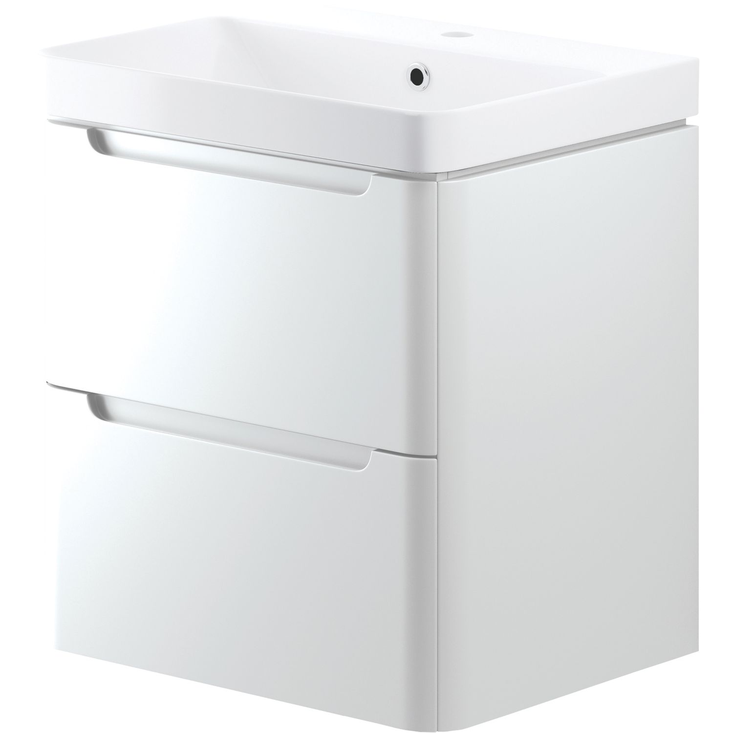 Wall-Hung Vanity Unit & Basin Gloss White 605mm x 460mm x 662mm (376PJ)