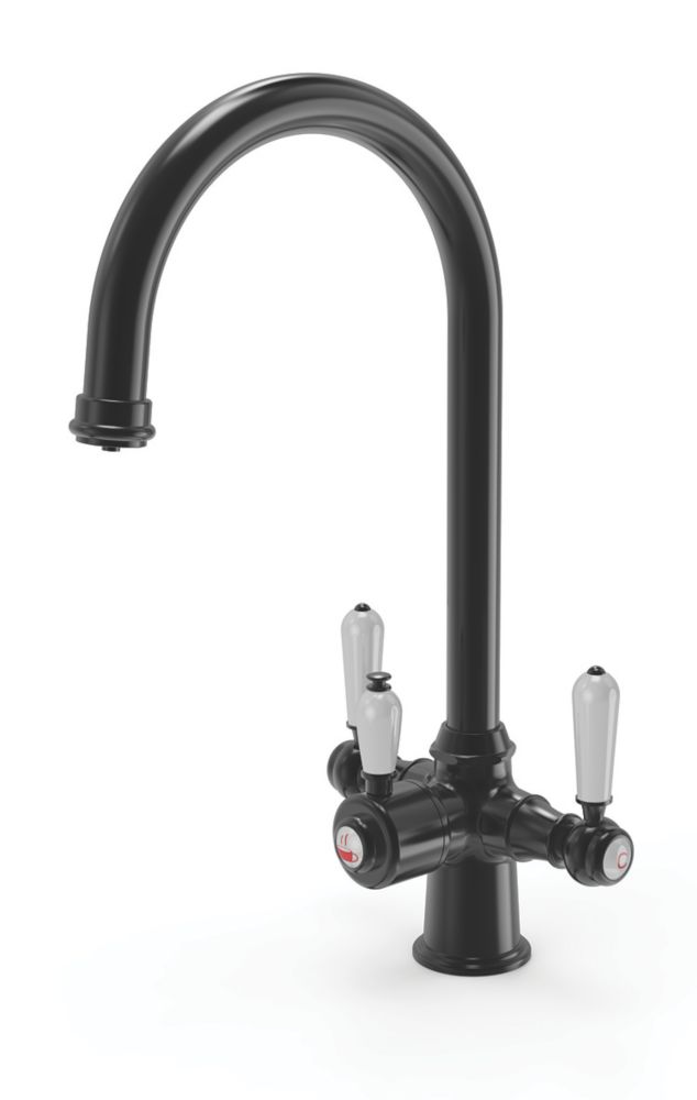 ETAL Traditional Cruciform 3-in-1 Hot Water Kitchen Tap Matt Black | Boiling Water Taps ...