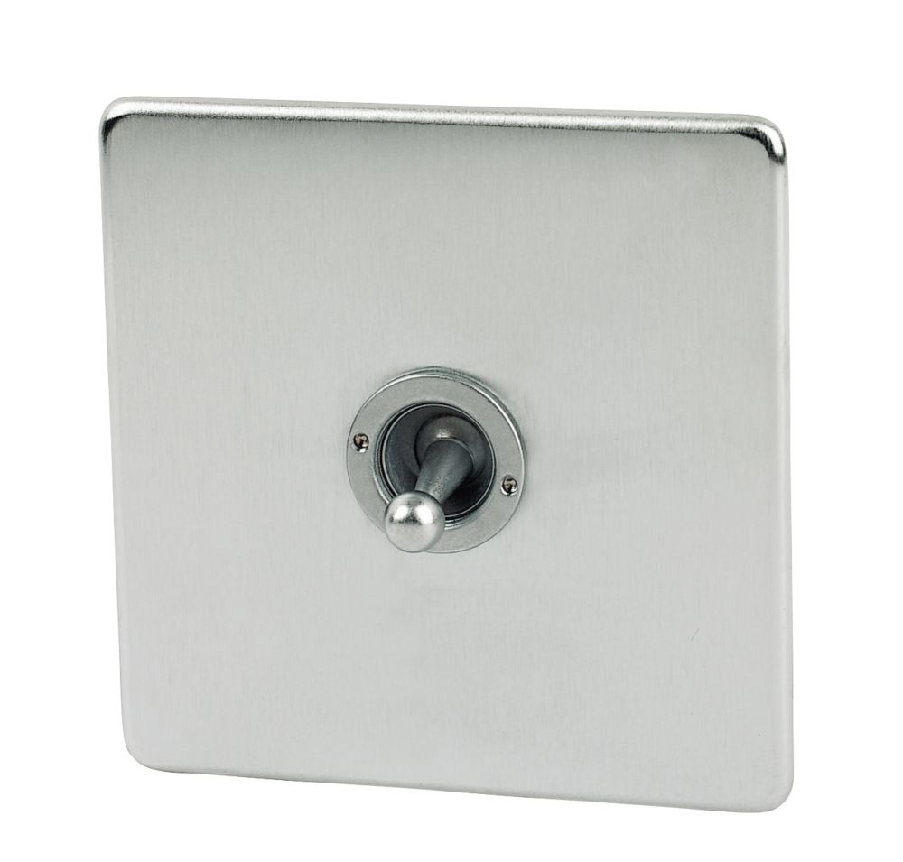 Crabtree Platinum 10AX 1-Gang 2-Way Toggle Switch  Satin Chrome