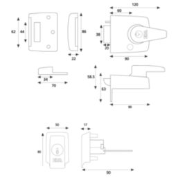 ERA   BS Night Latch Polished Chrome 60mm Backset