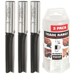 Trend  1/2" Shank Double-Flute Straight Router Cutter Trade Pack 12.7mm x 50mm 3 Pack