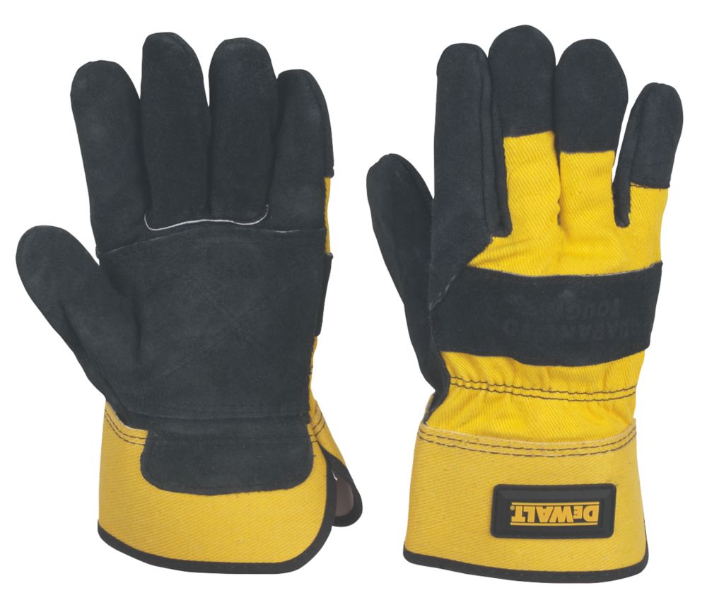 DeWalt DPG41L Premium Rigger Gloves Black Yellow Large Screwfix