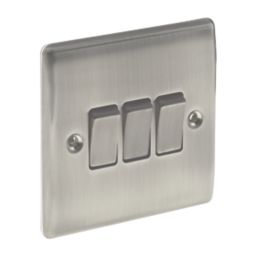 British General Nexus Metal 10AX 3-Gang 2-Way Light Switch  Brushed Iridium