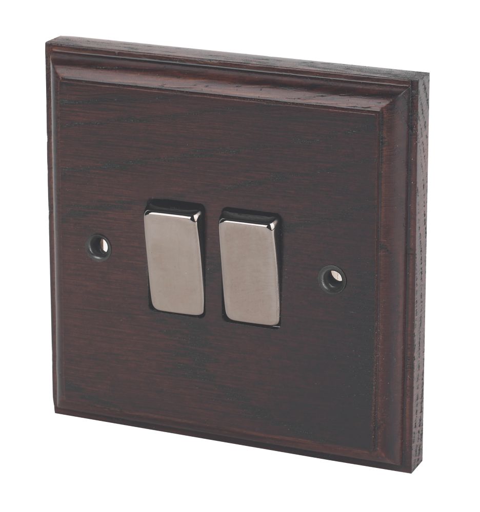Varilight  10AX 2-Gang 2-Way Light Switch  Dark Oak