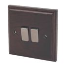 Varilight  10AX 2-Gang 2-Way Light Switch  Dark Oak