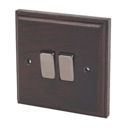 Varilight  10AX 2-Gang 2-Way Light Switch  Dark Oak