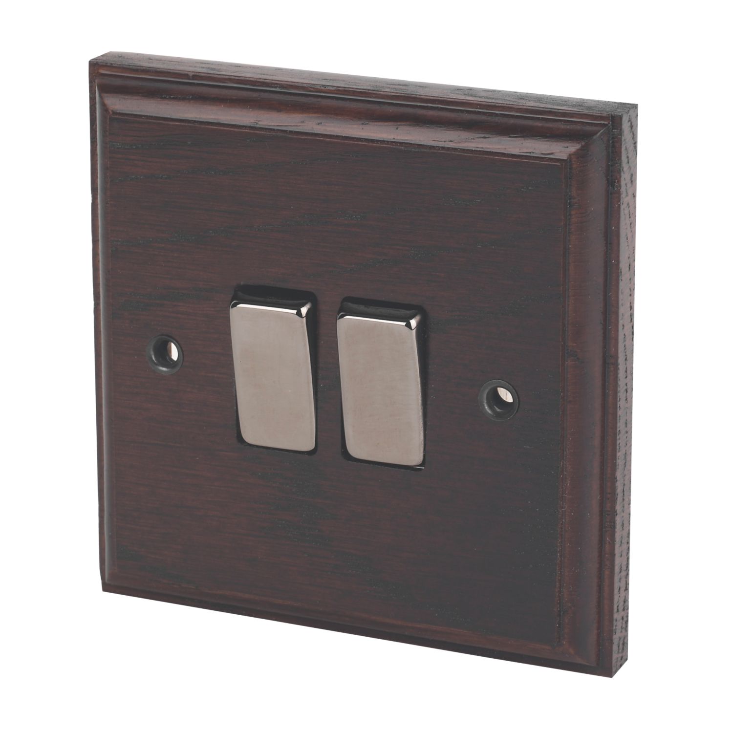 Varilight 10AX 2-Gang 2-Way Light Switch Dark Oak (3776H)