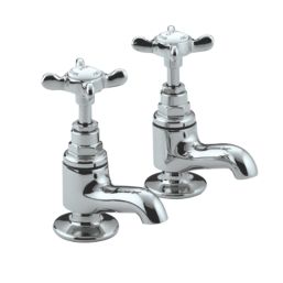Bristan 1901 Chrome 110mm Cloakroom Cross Head 2 Tap Holes Basin Pillar Tap