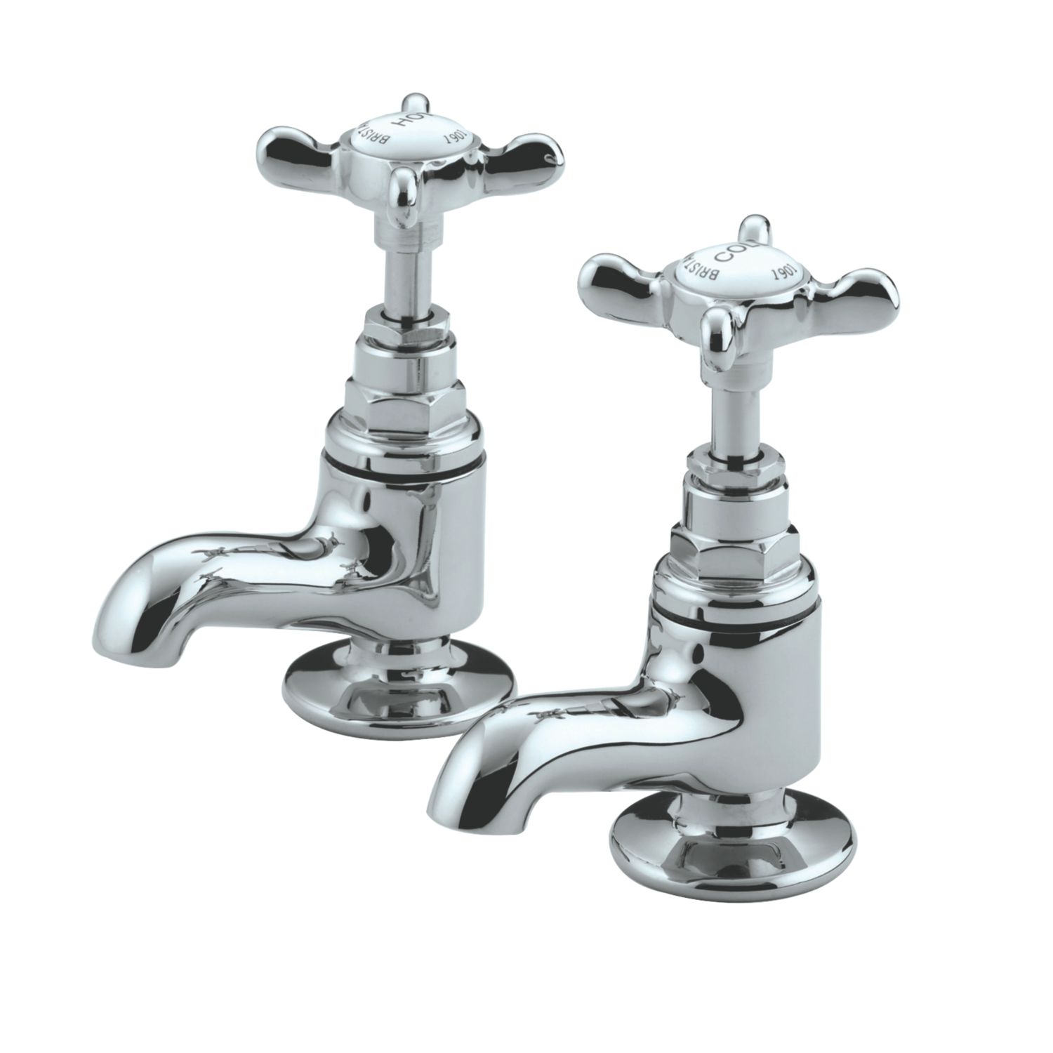 Bristan 1901 Chrome 110mm Cloakroom Cross Head 2 Tap Holes Basin Pillar Tap (37778)