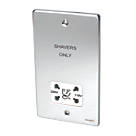 Schneider Electric Ultimate Low Profile 2-Gang Dual Voltage Shaver Socket 115 / 230V Polished Chrome with White Inserts