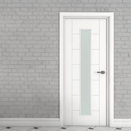 Green & Taylor  7-Frosted Light Satin Painted White Wooden Horizontal Pattern Internal Door 1981mm x 762mm