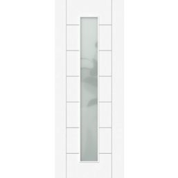 Green & Taylor  7-Frosted Light Satin Painted White Wooden Horizontal Pattern Internal Door 1981mm x 762mm