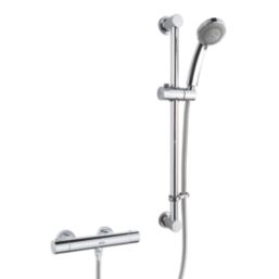 Bristan Frenzy HP/Combi Flexible Exposed Chrome-Plated Thermostatic Bar Mixer Shower with Riser Kit