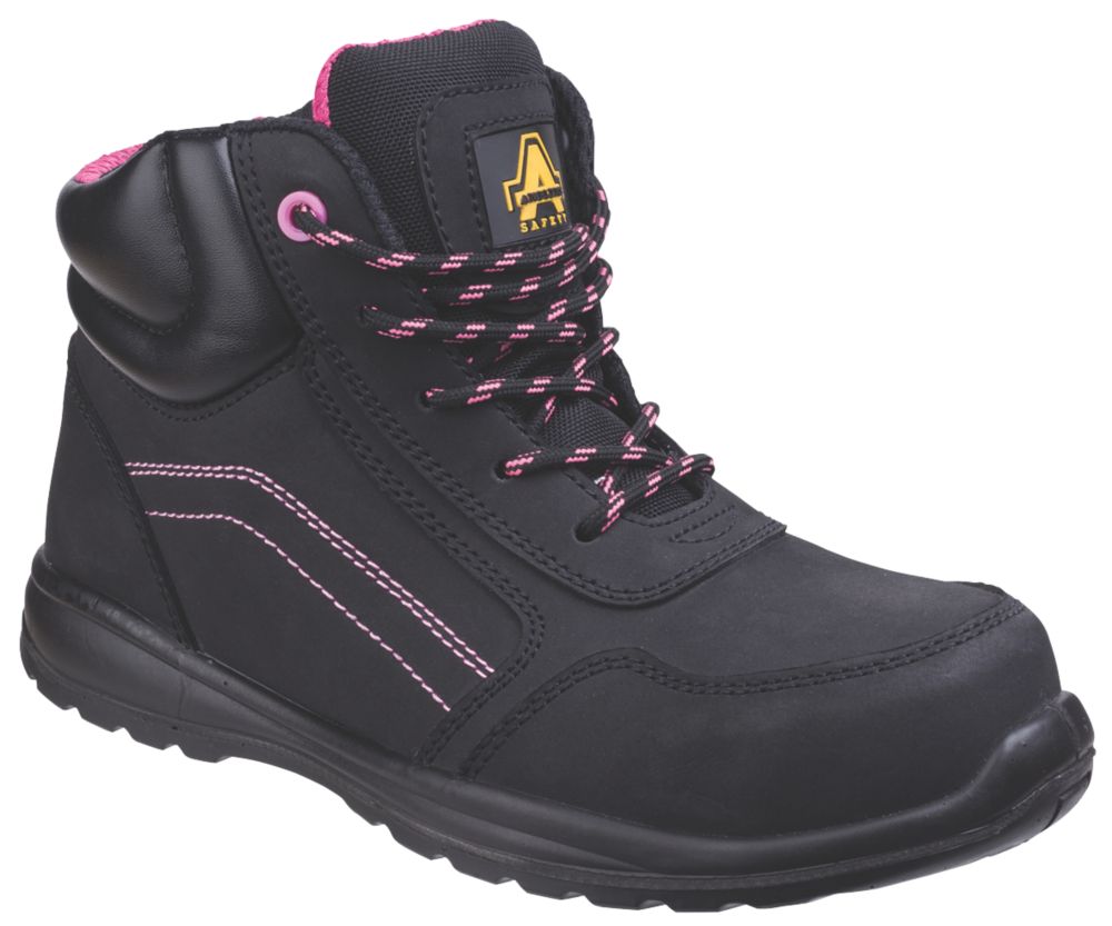 Amblers Lydia Size 3 Womens Black Pink Safety Boots Screwfix