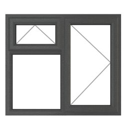 Crystal  Right-Hand & Top Opening Clear Triple-Glazed Casement Anthracite on White uPVC Window 905mm x 965mm