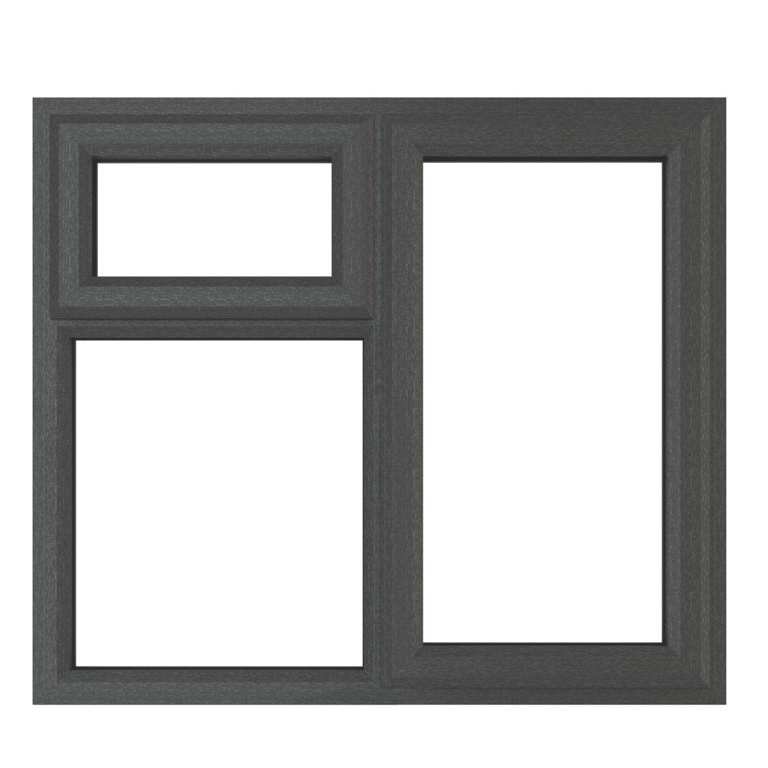 Crystal Right-Hand & Top Opening Clear Triple-Glazed Casement Anthracite on White uPVC Window 905mm x 965mm (377JN)