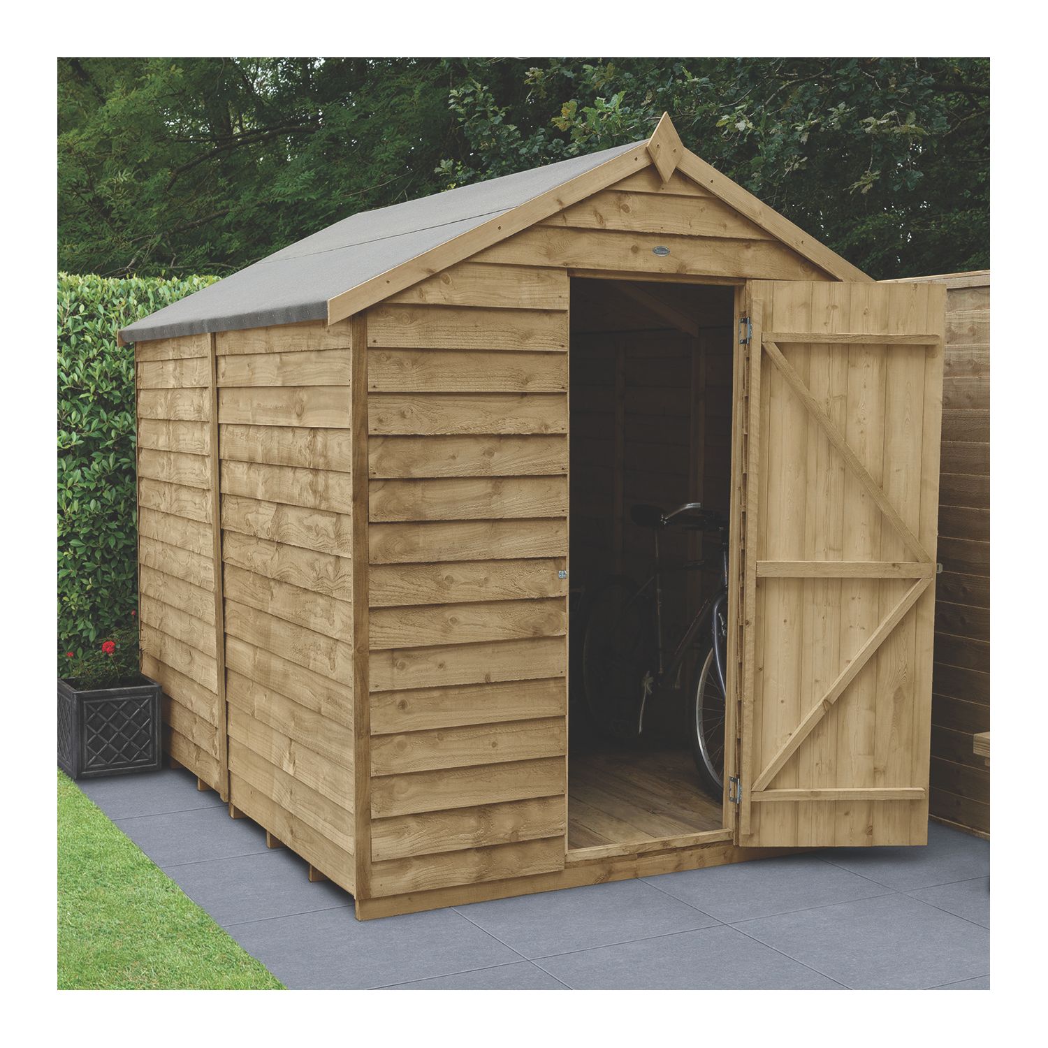 Forest 6' x 8' (Nominal) Apex Overlap Timber Shed with Base & Assembly (377JR)