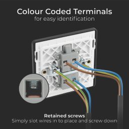 British General Evolve 20A 1-Gang DP Control Switch Blue with LED with Black Inserts