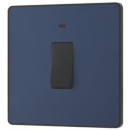 British General Evolve 20A 1-Gang DP Control Switch Blue with LED with Black Inserts