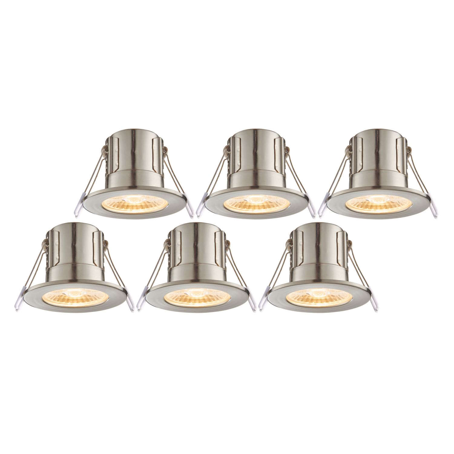 Saxby CosmosEco V3 Fixed Fire Rated LED Recessed Downlights Satin Nickel 6W 500lm 6 Pack (377RE)
