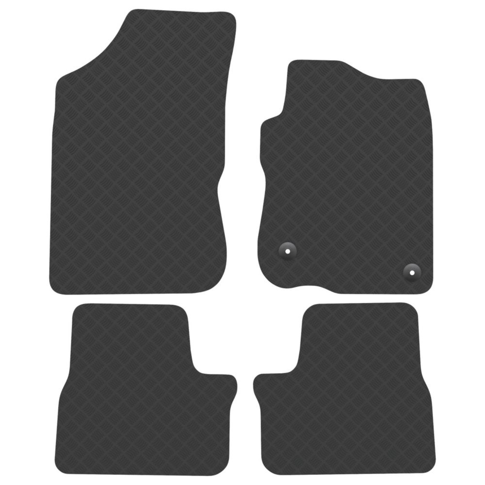 Black Tailored Carpet Car Mats For Peugeot 107 (2005-2012) – Front & Rear With Red Trim And Clips