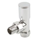 Verona 15mm x 1/2" Chrome Angled Modern Manual Radiator Valve Head & Body  2 Pack
