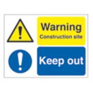 Essentials  "Warning Construction Site Keep Out" Sign & Stanchion Frame 450mm x 600mm