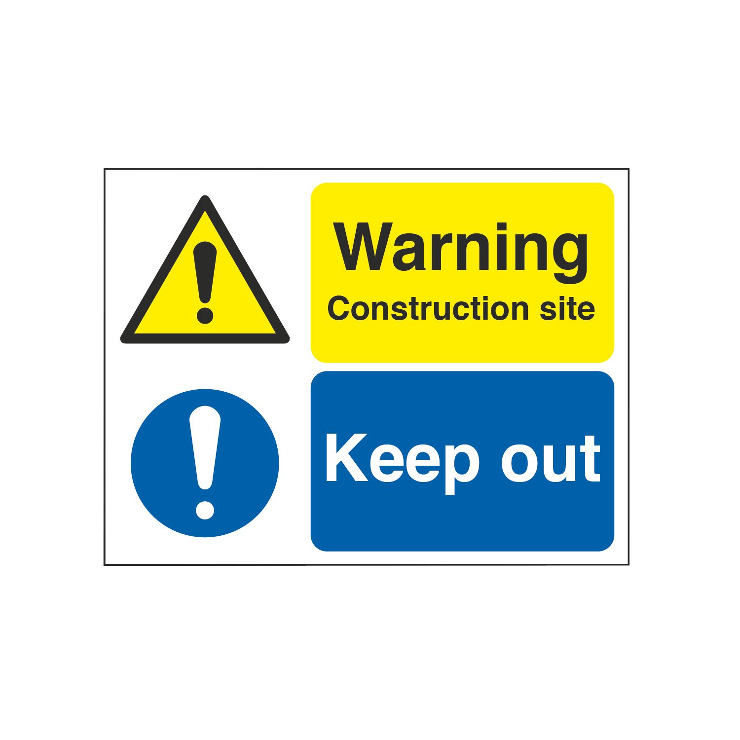 Essentials "Warning Construction Site Keep Out" Sign & Stanchion Frame 450mm x 600mm (3789T)