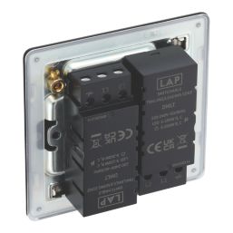 LAP  2-Gang 2-Way LED Dimmer Switch  Matt Black with Colour-Matched Inserts