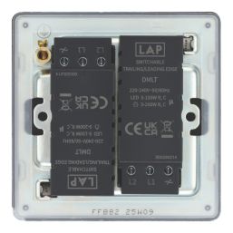LAP  2-Gang 2-Way LED Dimmer Switch  Matt Black with Colour-Matched Inserts